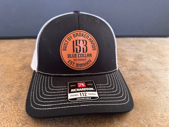 Leather Patch Hat – Black & White | 153 Blue Collar