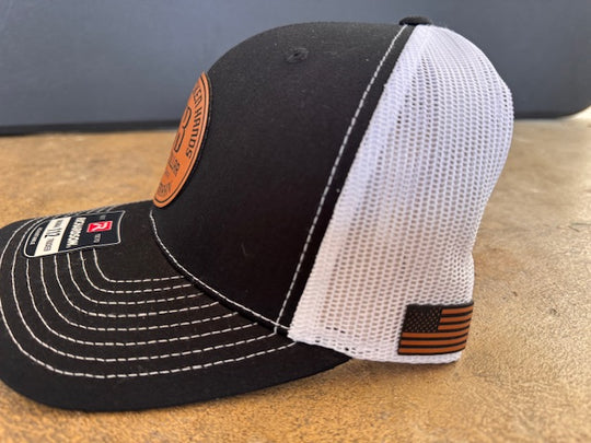 Leather Patch Hat – Black & White | 153 Blue Collar