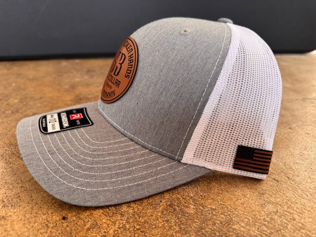 Leather Patch Hat – Gray & White | 153 Blue Collar